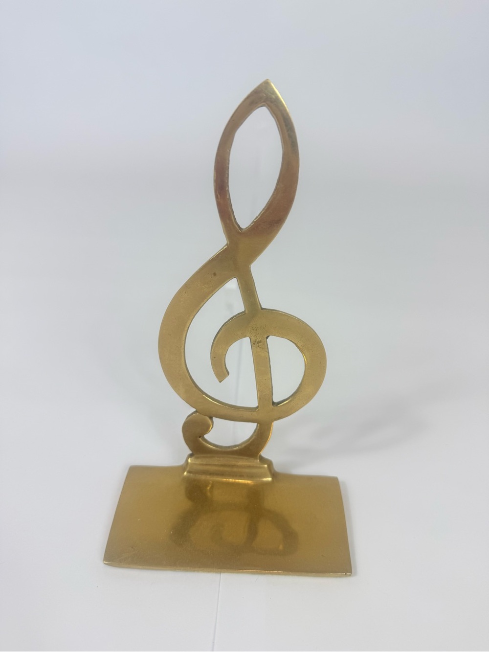 VTG Brass Single Bookend Treble Clef Musical Symbol 7 1/4” Shelf Decor